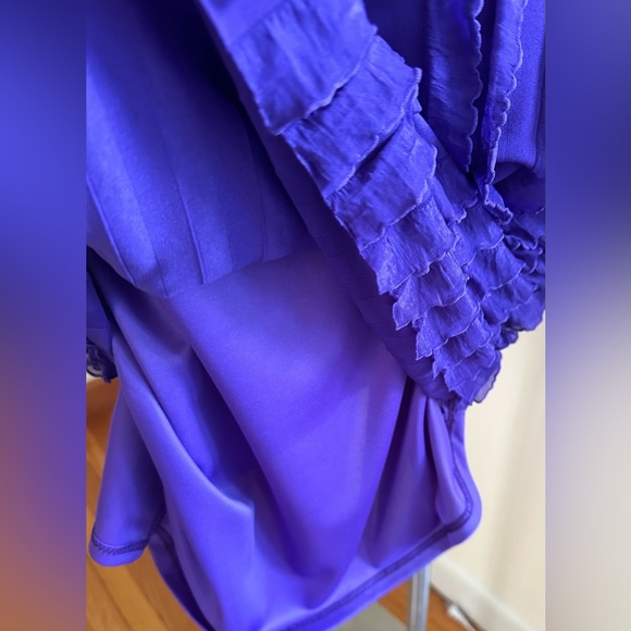 Anthony The Wave Ruffle Shredded Skirt Scalloped Edges Deep Purple Midi SZ M - Picture 6 of 10